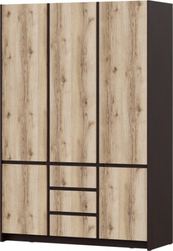 Модульная система "Прага" Шкаф для одежды трехстворчатый Дуб Венге/Дуб Делано в Барнауле - barnaul.mebel54.com | фото