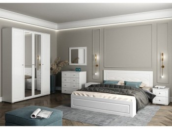 Модульная спальня Барселона (Белый/Белый глянец) в Барнауле - barnaul.mebel54.com | фото