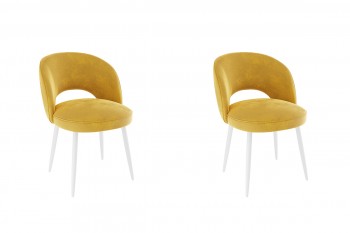 Набор стульев Моли 2 шт (жёлтый велюр/белый) в Барнауле - barnaul.mebel54.com | фото