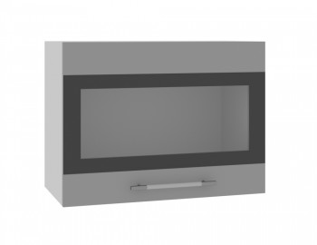 Норд ШВГС 600 Шкаф верхний горизонтальный со стеклом (Софт черный/корпус Белый) в Барнауле - barnaul.mebel54.com | фото