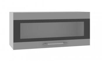 Норд ШВГС 800 Шкаф верхний горизонтальный со стеклом (Софт черный/корпус Белый) в Барнауле - barnaul.mebel54.com | фото