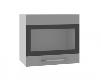 Олива ВПГСФ 500 Шкаф верхний горизонтальный со стеклом с фотопечатью высокий (Ваниль глянец/корпус Серый) в Барнауле - barnaul.mebel54.com | фото