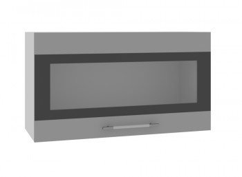Олива ВПГСФ 800 Шкаф верхний горизонтальный со стеклом с фотопечатью высокий (Ваниль глянец/корпус Серый) в Барнауле - barnaul.mebel54.com | фото