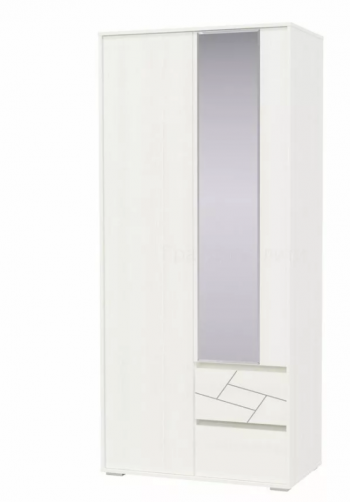 Шкаф 2-х дверный с ящиками Аделина 1000 Рамух белый в Барнауле - barnaul.mebel54.com | фото