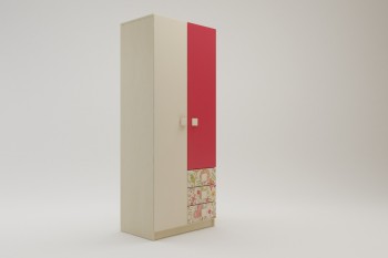 Шкаф 2-х створчатый с ящиками Ретвит (Бежевый/Красный/корпус Клен) в Барнауле - barnaul.mebel54.com | фото