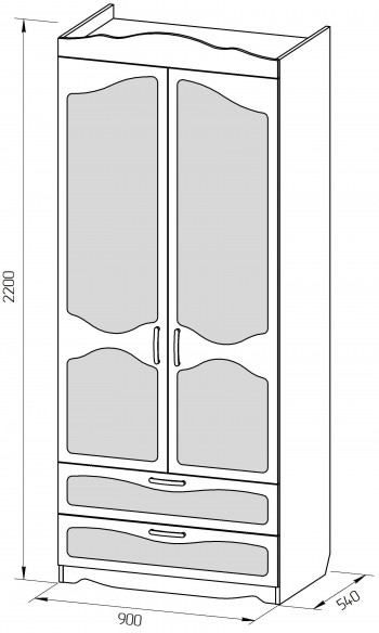 Шкаф 2-х створчатый с ящиками серии Иллюзия 71 Бордовый в Барнауле - barnaul.mebel54.com | фото