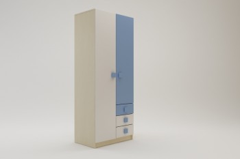 Шкаф 2-х створчатый с ящиками Скай (Синий/Белый/корпус Клен) в Барнауле - barnaul.mebel54.com | фото