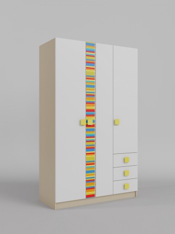 Шкаф 3-х створчатый с ящиками Клаксон без машинок (Белый/корпус Клен) в Барнауле - barnaul.mebel54.com | фото