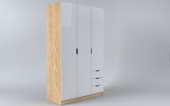 Шкаф 3-х створчатый с ящиками Лофт (Белый/корпус Дуб Сонома) в Барнауле - barnaul.mebel54.com | фото