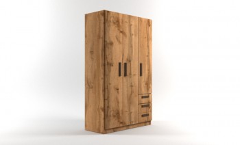 Шкаф 3-х створчатый с ящиками Шервуд (Дуб Вотан) в Барнауле - barnaul.mebel54.com | фото