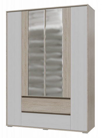 Шкаф 4-х дверный с ящиками Мальта 1600 Дуб сонома/Рамух белый в Барнауле - barnaul.mebel54.com | фото