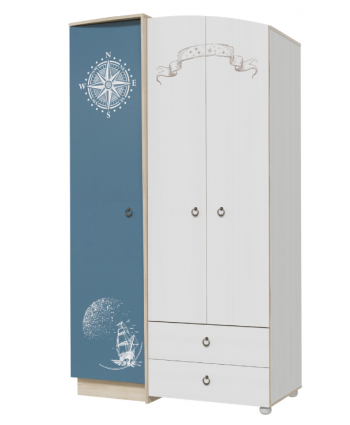 Шкаф для одежды Бриз 1200 Дуб ривьера/ Рамух белый/синий в Барнауле - barnaul.mebel54.com | фото
