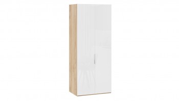 Шкаф для одежды с 2 глухими дверями «Эмбер» Яблоня Беллуно/Белый глянец в Барнауле - barnaul.mebel54.com | фото