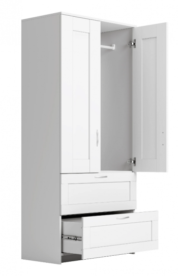 Шкаф двухдверный Сириус с 2 ящиками белый в Барнауле - barnaul.mebel54.com | фото