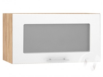 Шкаф со стеклом Валерия-М ШВГС-600 (Белый глянец/Дуб Крафт Золотой/верхний/горизонтальный) в Барнауле - barnaul.mebel54.com | фото