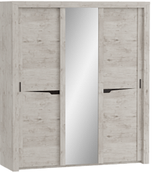 Шкаф трехдверный Соренто с раздвижными дверями Дуб бонифаций/Кофе структурный матовый в Барнауле - barnaul.mebel54.com | фото