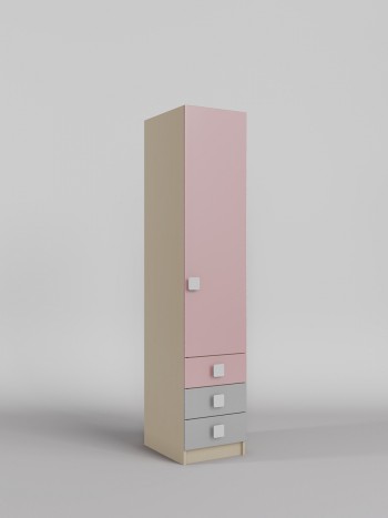 Шкаф угловой (секция с ящиками) Грэйси (Розовый/Серый/корпус Клен) в Барнауле - barnaul.mebel54.com | фото
