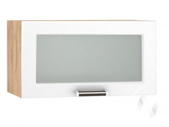 Шкаф верхний со стеклом Прага ШВГС 600 (Белое дерево/корпус дуб крафт золотой) в Барнауле - barnaul.mebel54.com | фото