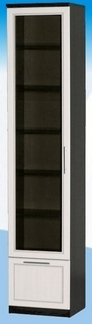 Шкаф высокий с ящиком и стеклодверью ДЛЯ ГОСТИНОЙ ШВЯС-450 Венге/Дуб выбеленный в Барнауле - barnaul.mebel54.com | фото