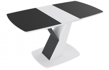 Стол обеденный «Гарда» Тип 1 (Белый/Стекло матовое черный графит) в Барнауле - barnaul.mebel54.com | фото