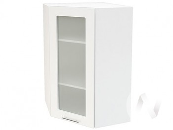 Угловой шкаф со стеклом Валерия-М ШВУС-599 (Белый глянец/Белый/верхний/высокий) в Барнауле - barnaul.mebel54.com | фото